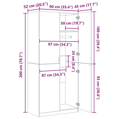 Armadio Rovere Fumo 90x52x200 cm in Legno Multistrato | homemem39