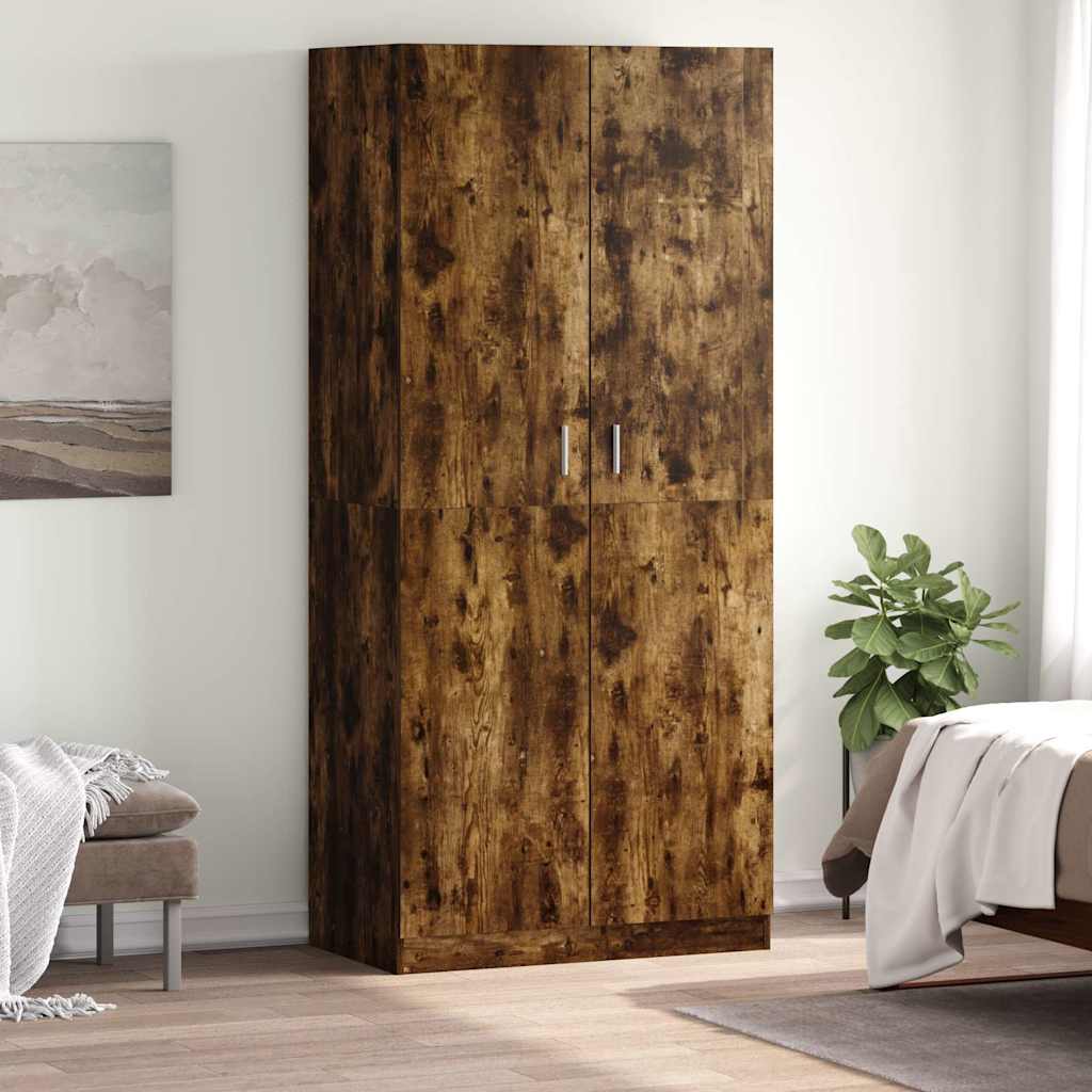 Armadio Rovere Fumo 90x52x200 cm in Legno Multistrato