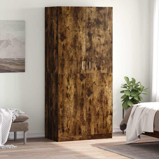 Armadio Rovere Fumo 90x52x200 cm in Legno Multistrato