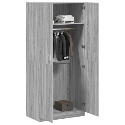 Armadio Grigio Sonoma 90x52x200 cm in Legno Multistrato