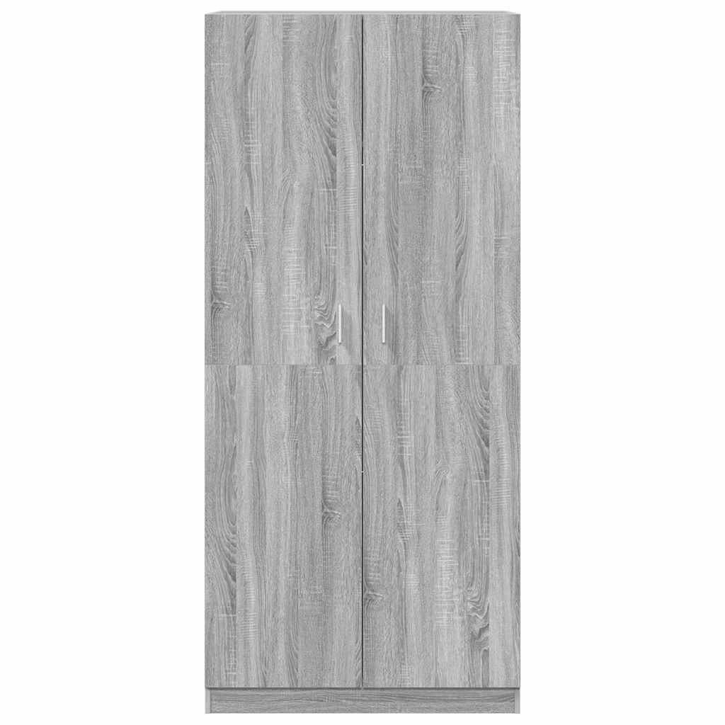 Armadio Grigio Sonoma 90x52x200 cm in Legno Multistrato