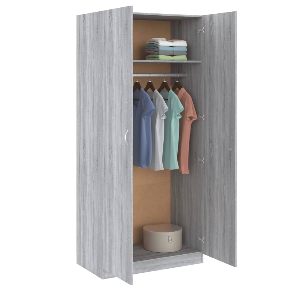 Armadio Grigio Sonoma 90x52x200 cm in Legno Multistrato - homemem39
