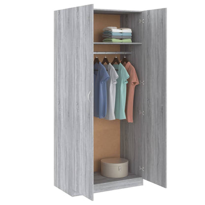 Armadio Grigio Sonoma 90x52x200 cm in Legno Multistrato - homemem39