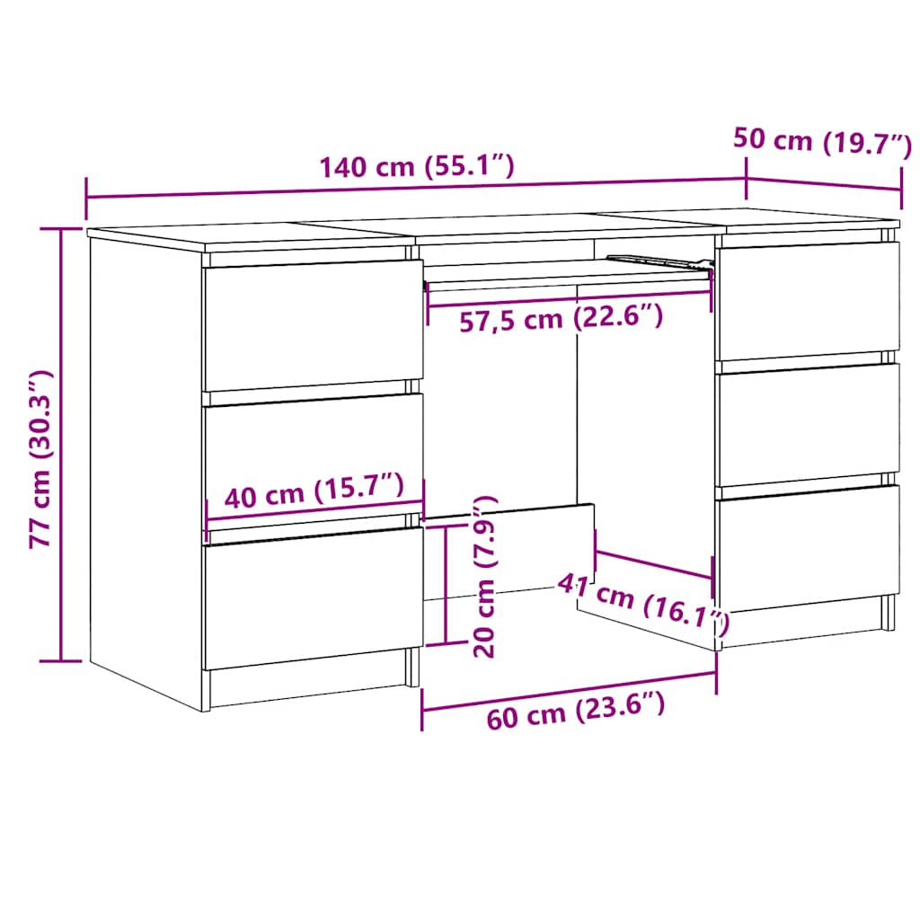 Scrivania Grigio Sonoma 140x50x77 cm in Legno Multistrato - homemem39