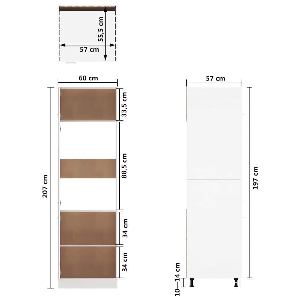 Armadio per Frigo “Lyon” Rovere Fumo 60x57x207 cm