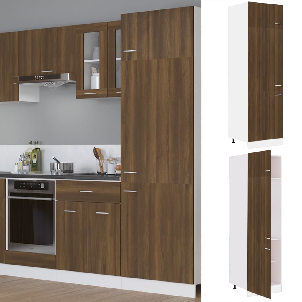 Armadio per Frigo Rovere Marrone 60x57x207 cm Legno Multistrato