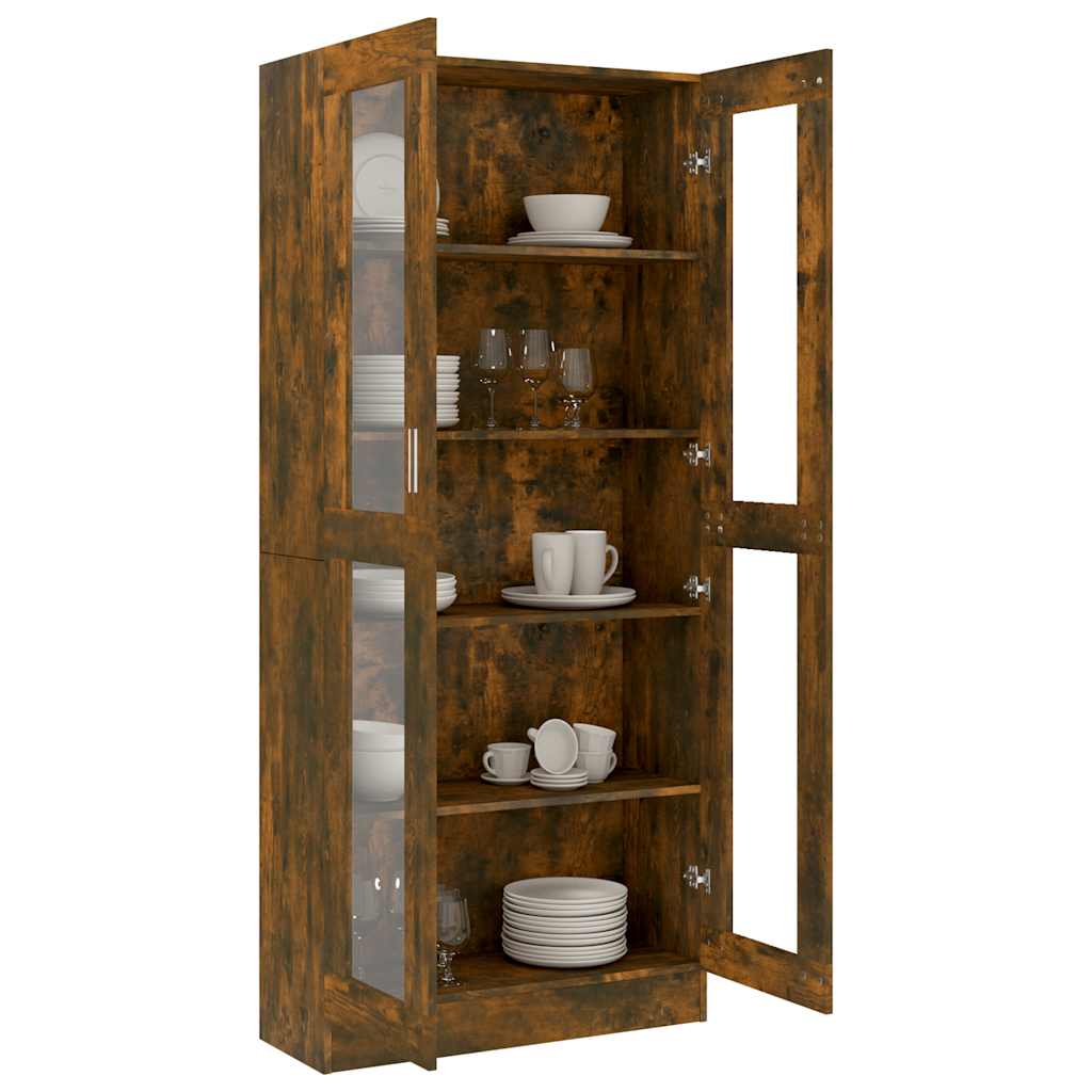 Mobile Vetrina Rovere Fumo 82,5x30,5x185 cm Legno Multistrato | homemem39