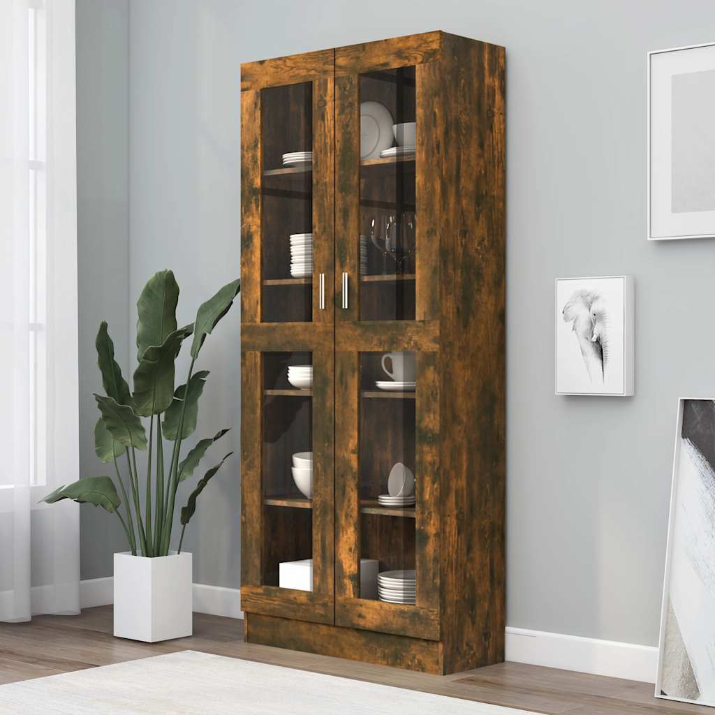 Mobile Vetrina Rovere Fumo 82,5x30,5x185 cm Legno Multistrato | homemem39