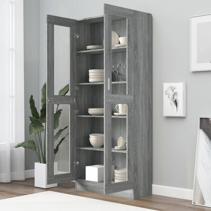 Mobile Vetrina Grigio Sonoma 82,5x30,5x185,5 Legno Multistrato - homemem39