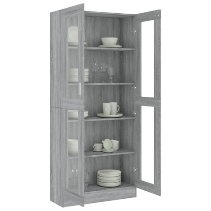 Mobile Vetrina Grigio Sonoma 82,5x30,5x185,5 Legno Multistrato - homemem39