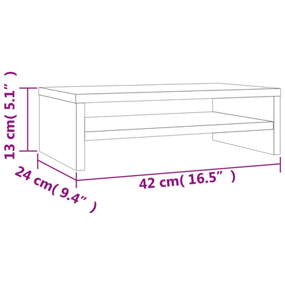 Supporto per Monitor Rovere Fumo 42x24x13 cm Legno Multistrato