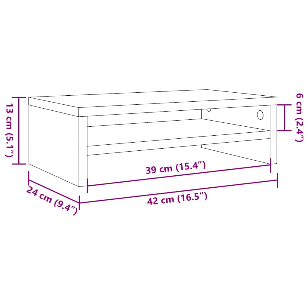 Supporto per Monitor Rovere Fumo 42x24x13 cm Legno Multistrato - homemem39