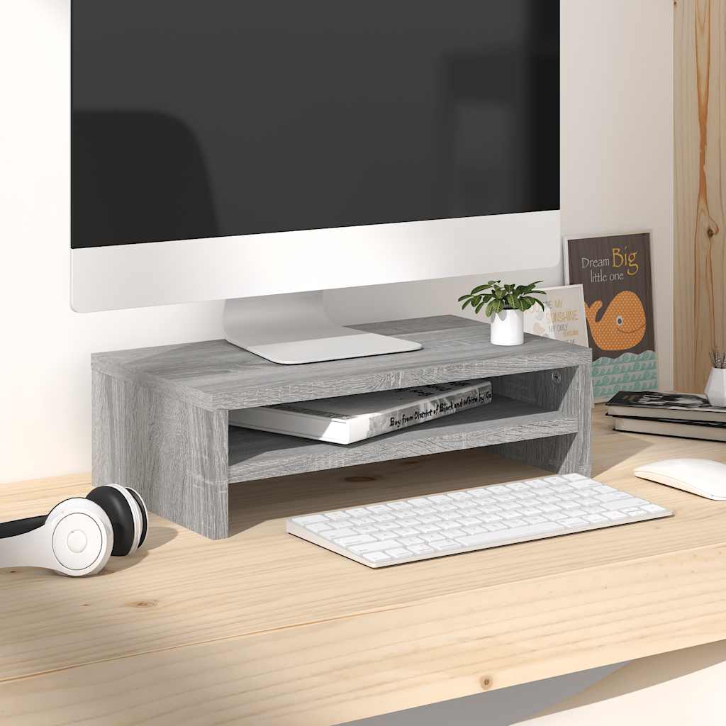 Supporto per Monitor Grigio Sonoma 42x24x13cm Legno Multistrato - homemem39