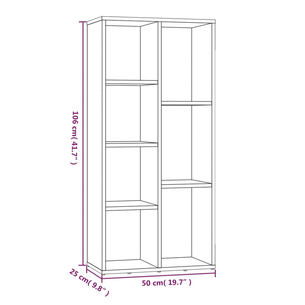 Libreria Grigio Sonoma 50x25x106 cm