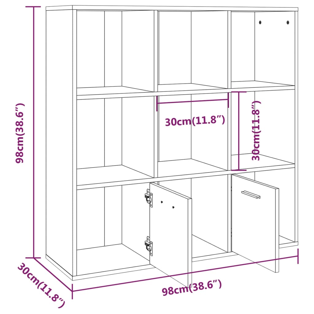 Libreria Grigio Sonoma 98x30x98 cm