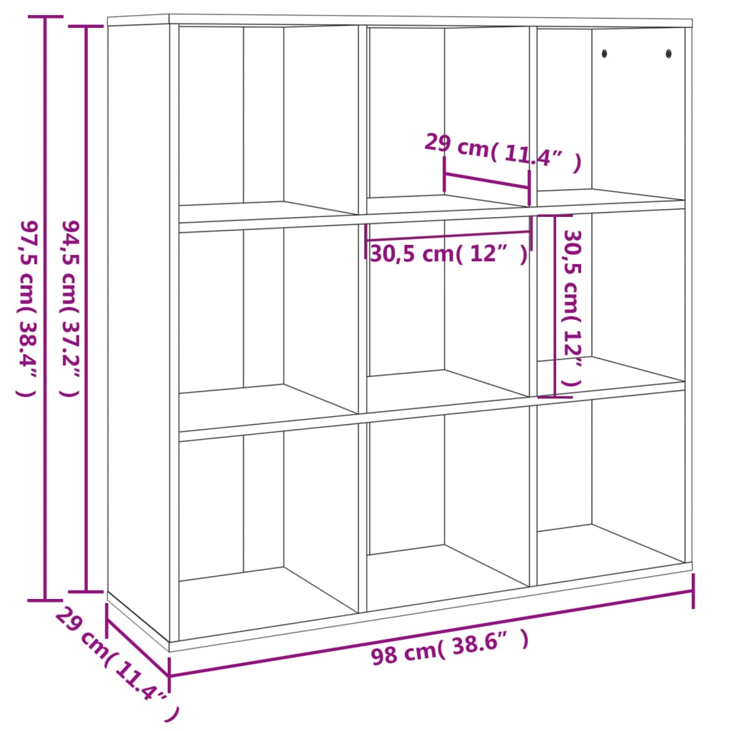 Libreria Grigio Sonoma 98x29x97,5 cm