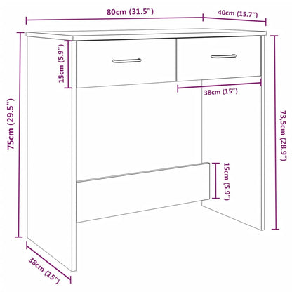 Scrivania Rovere Fumo 80x40x75 cm in Legno Multistrato