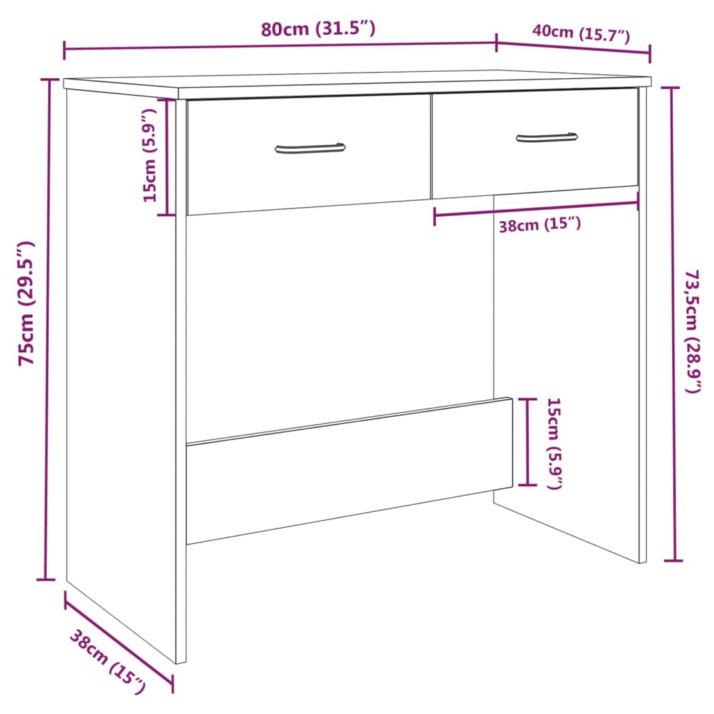 Scrivania Grigio Sonoma 80x40x75 cm in Legno Multistrato