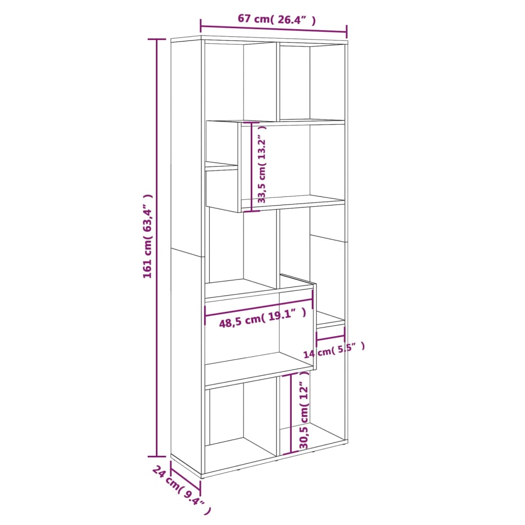 Libreria Rovere Marrone 67x24x161 cm in Legno Multistrato - homemem39