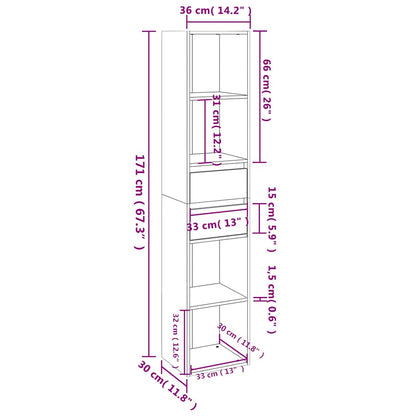 Libreria Rovere Fumo 36x30x171 cm in Legno Multistrato | homemem39