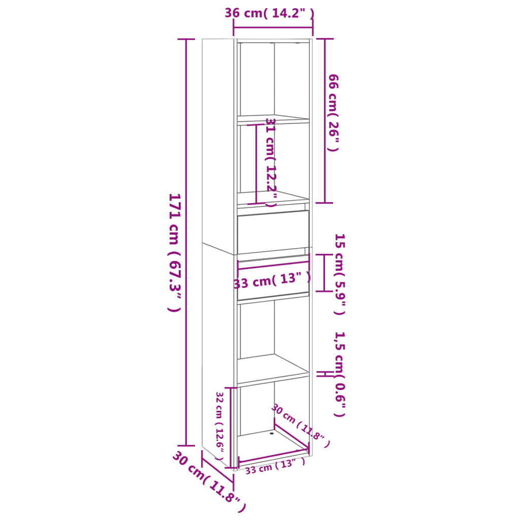 Libreria Grigio Sonoma 36x30x171 cm in Legno Multistrato | homemem39