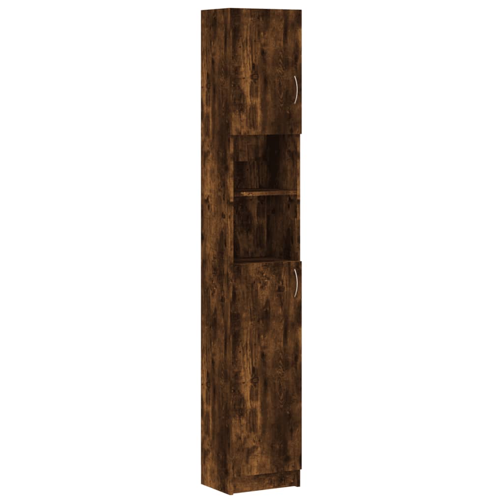 Armadietto Bagno Rovere Fumo 32x25,5x190 cm Legno Ingegnerizzato | homemem39