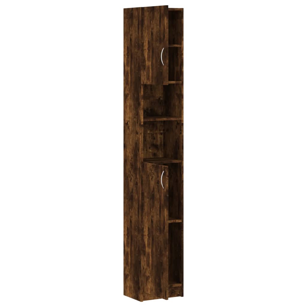 Armadietto Bagno Rovere Fumo 32x25,5x190 cm Legno Ingegnerizzato | homemem39