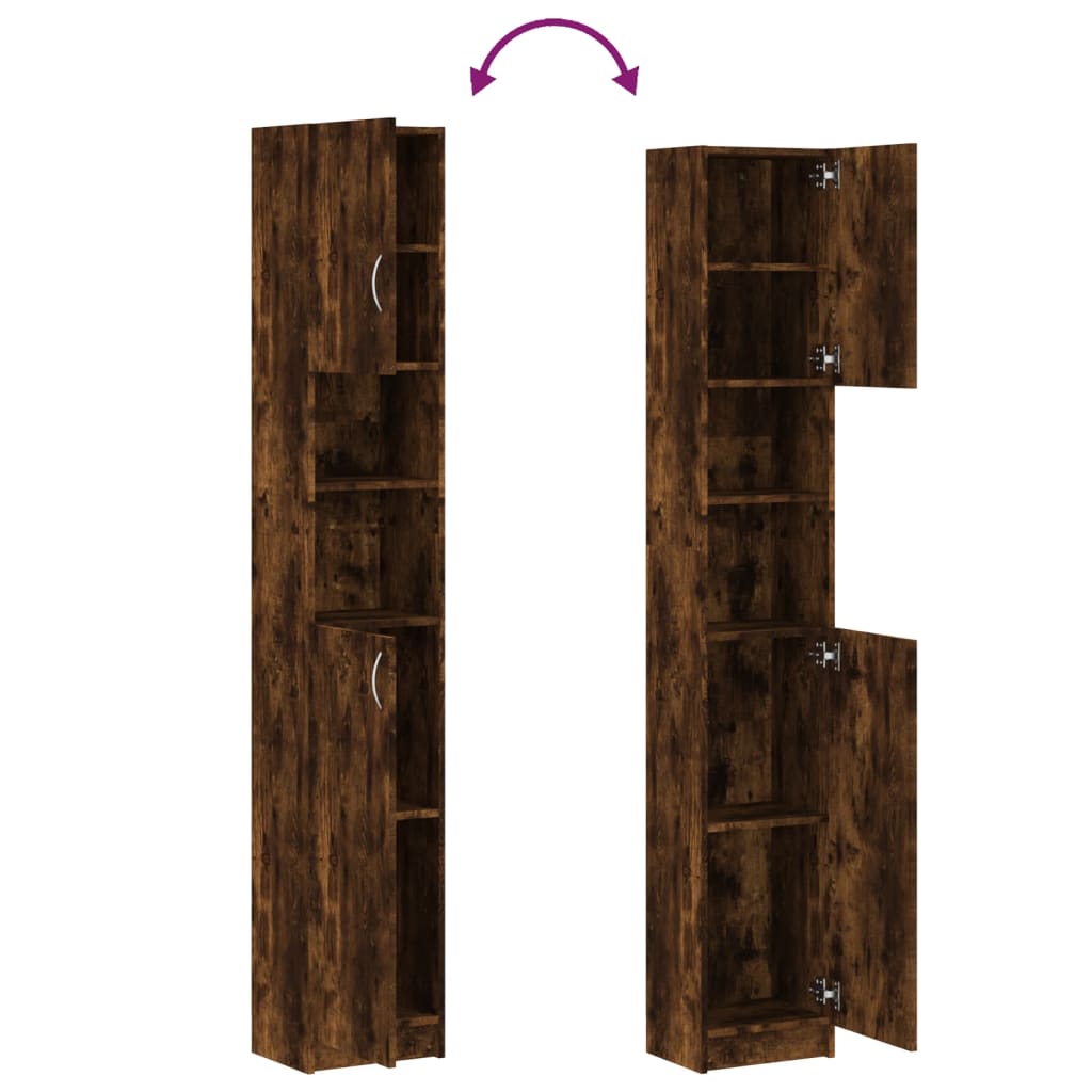 Armadietto Bagno Rovere Fumo 32x25,5x190 cm Legno Ingegnerizzato | homemem39