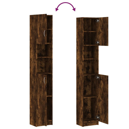 Armadietto Bagno Rovere Fumo 32x25,5x190 cm Legno Ingegnerizzato | homemem39