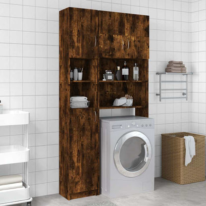 Armadietto Bagno Rovere Fumo 32x25,5x190cm Legno Ingegnerizzato