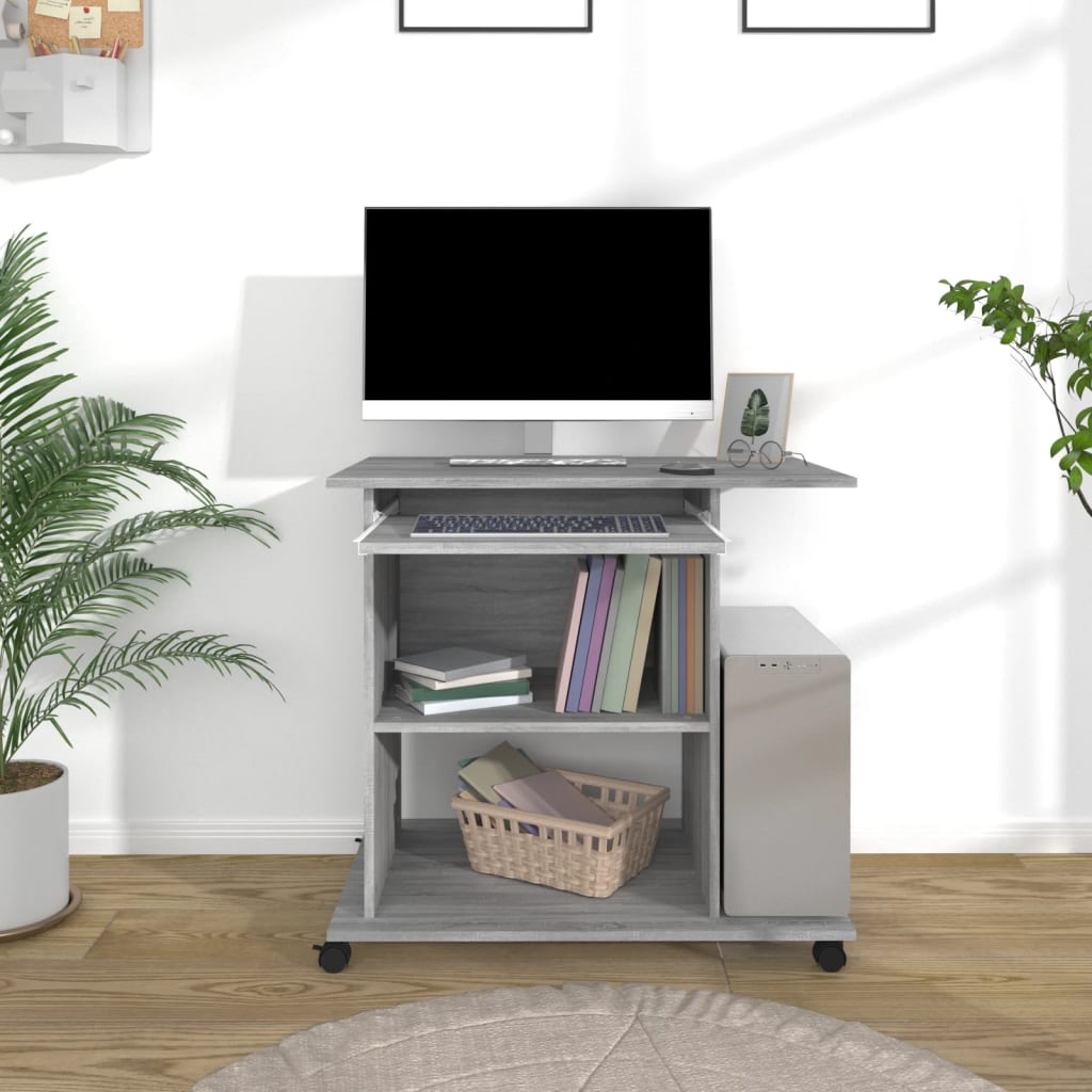 Scrivania Computer Grigio Sonoma 80x50x75 cm Legno Multistrato - homemem39