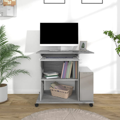 Scrivania Computer Grigio Sonoma 80x50x75 cm Legno Multistrato - homemem39