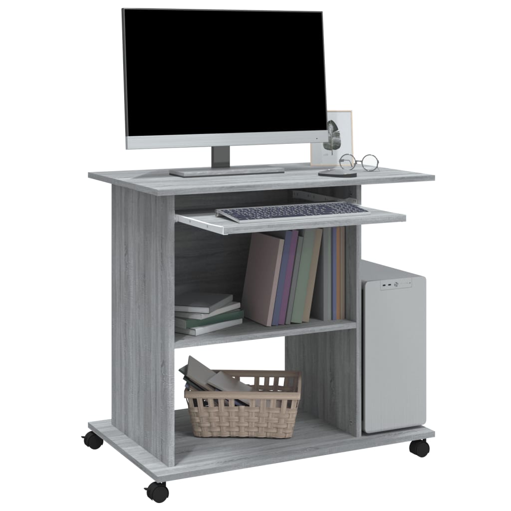 Scrivania Computer Grigio Sonoma 80x50x75 cm Legno Multistrato - homemem39