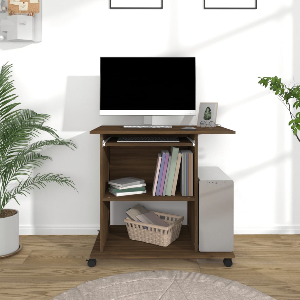 Scrivania Computer Rovere Marrone 80x50x75 cm Legno Multistrato - homemem39