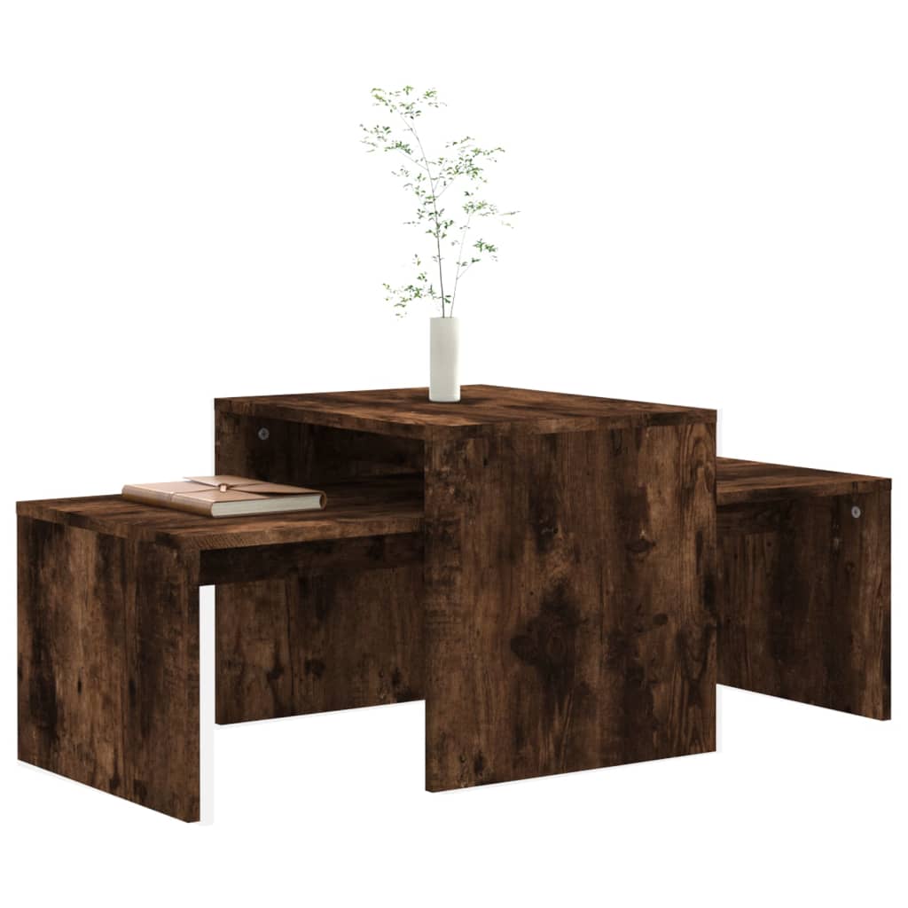Set Tavolini Salotto Rovere Fumo 100x48x40 cm Legno Multistrato | homemem39