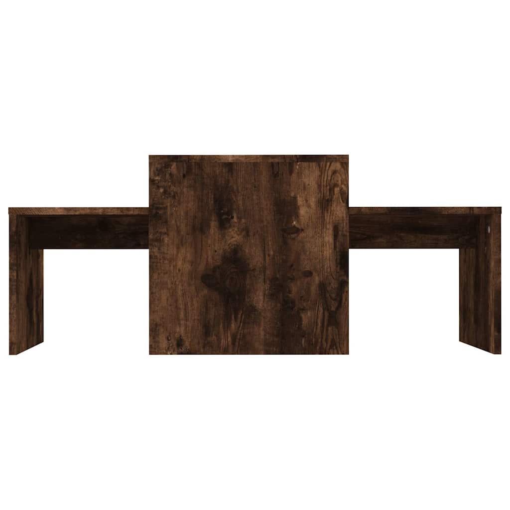 Set Tavolini Salotto Rovere Fumo 100x48x40 cm Legno Multistrato