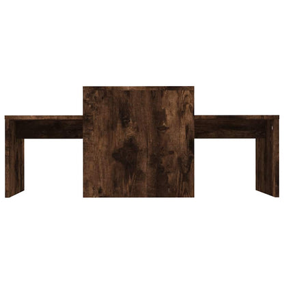 Set Tavolini Salotto Rovere Fumo 100x48x40 cm Legno Multistrato