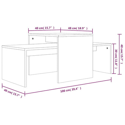 Set Tavolini Salotto Rovere Marrone 100x48x40 cm Multistrato