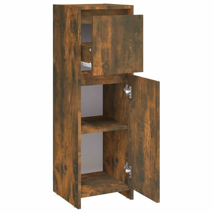 Armadietto Bagno Rovere Fumo 30x30x95 cm in Legno Multistrato