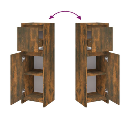Armadietto Bagno Rovere Fumo 30x30x95 cm in Legno Multistrato | homemem39