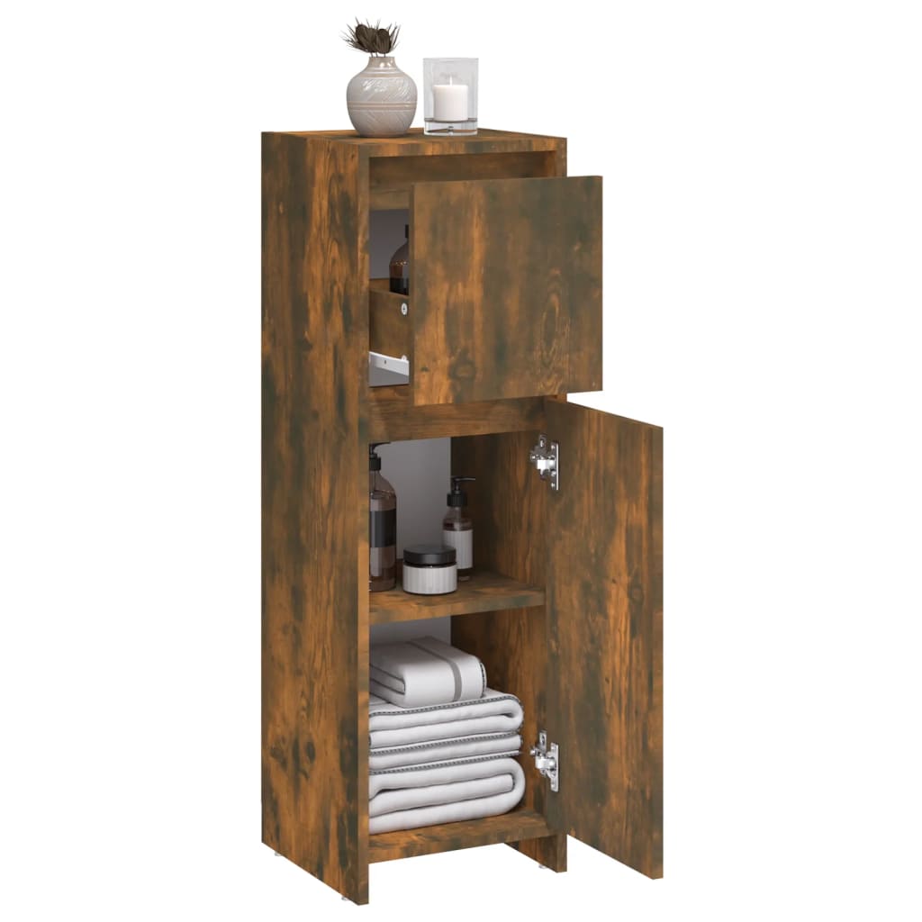 Armadietto Bagno Rovere Fumo 30x30x95 cm in Legno Multistrato | homemem39