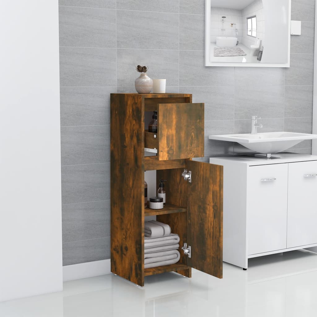 Armadietto Bagno Rovere Fumo 30x30x95 cm in Legno Multistrato | homemem39