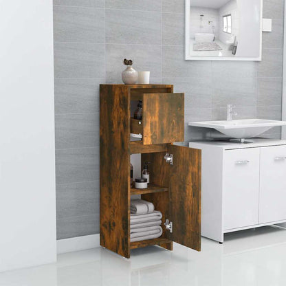 Armadietto Bagno Rovere Fumo 30x30x95 cm in Legno Multistrato