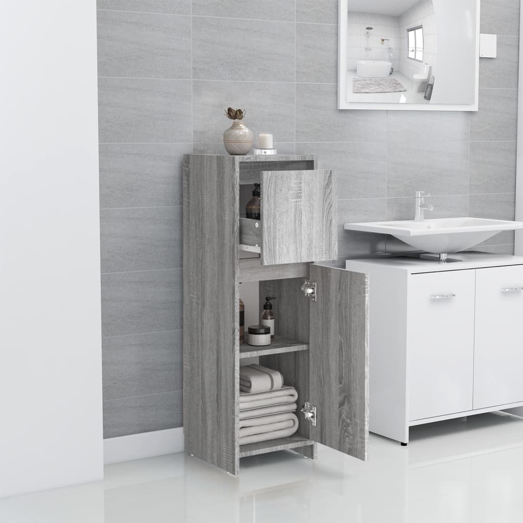 Armadietto Bagno Grigio Sonoma 30x30x95 cm in Legno Multistrato