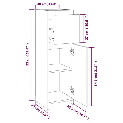 Armadietto Bagno Grigio Sonoma 30x30x95 cm in Legno Multistrato