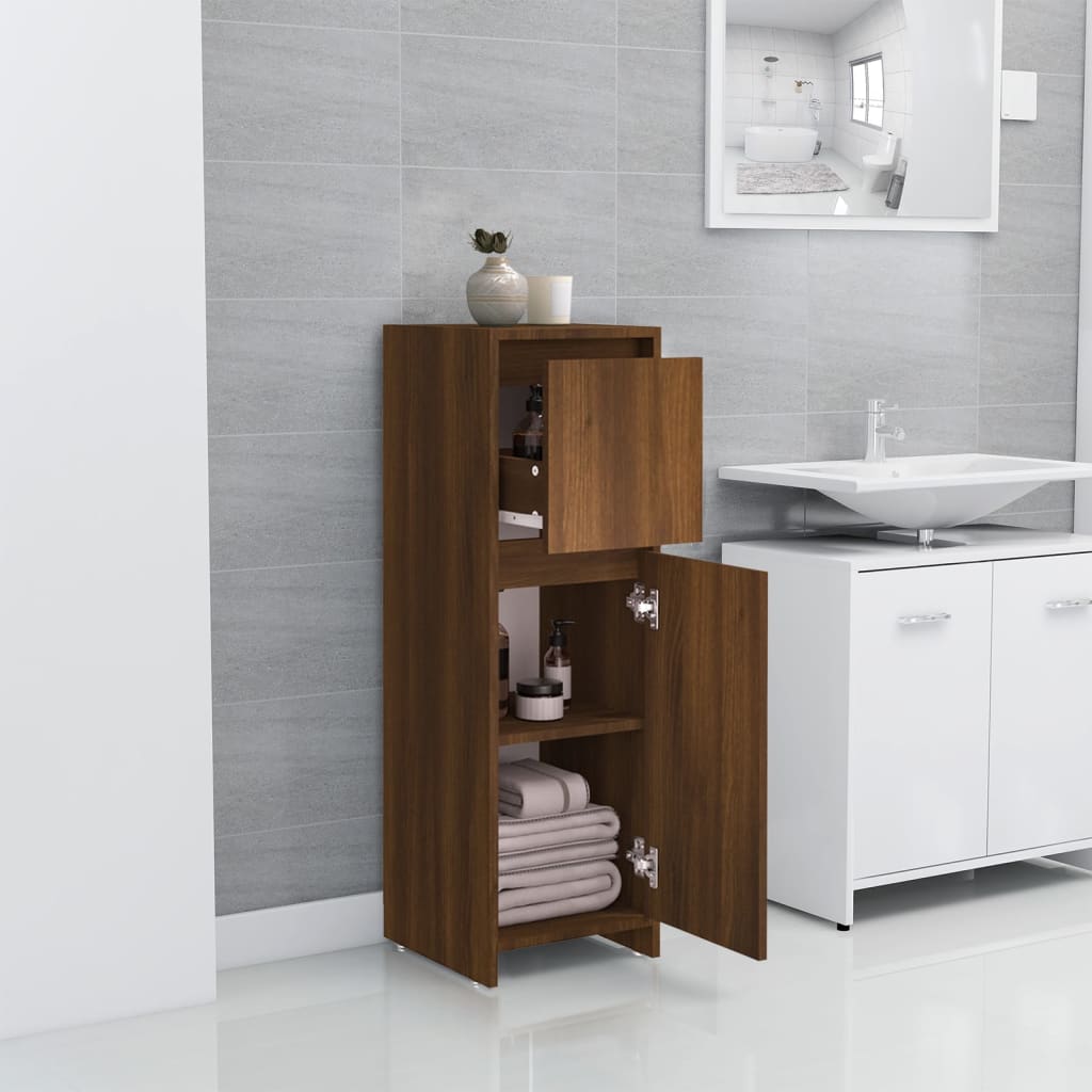 Armadietto Bagno Rovere Marrone 30x30x95cm in Legno Multistrato