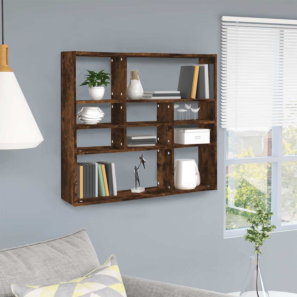 Mensola a Muro Rovere Fumo 90x16x78 cm in Legno Multistrato | homemem39