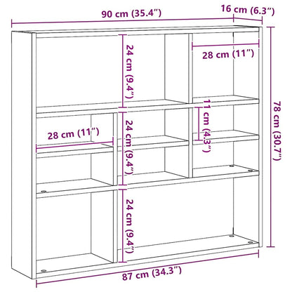 Mensola a Muro Grigio Sonoma 90x16x78 cm in Legno Multistrato