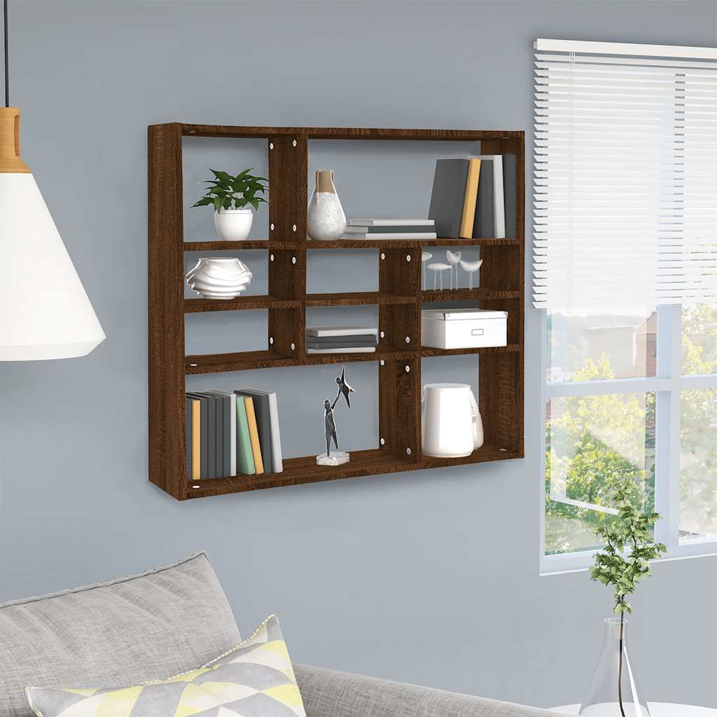 Scaffale a Parete Rovere Marrone 90x16x78 cm Legno Multistrato | homemem39