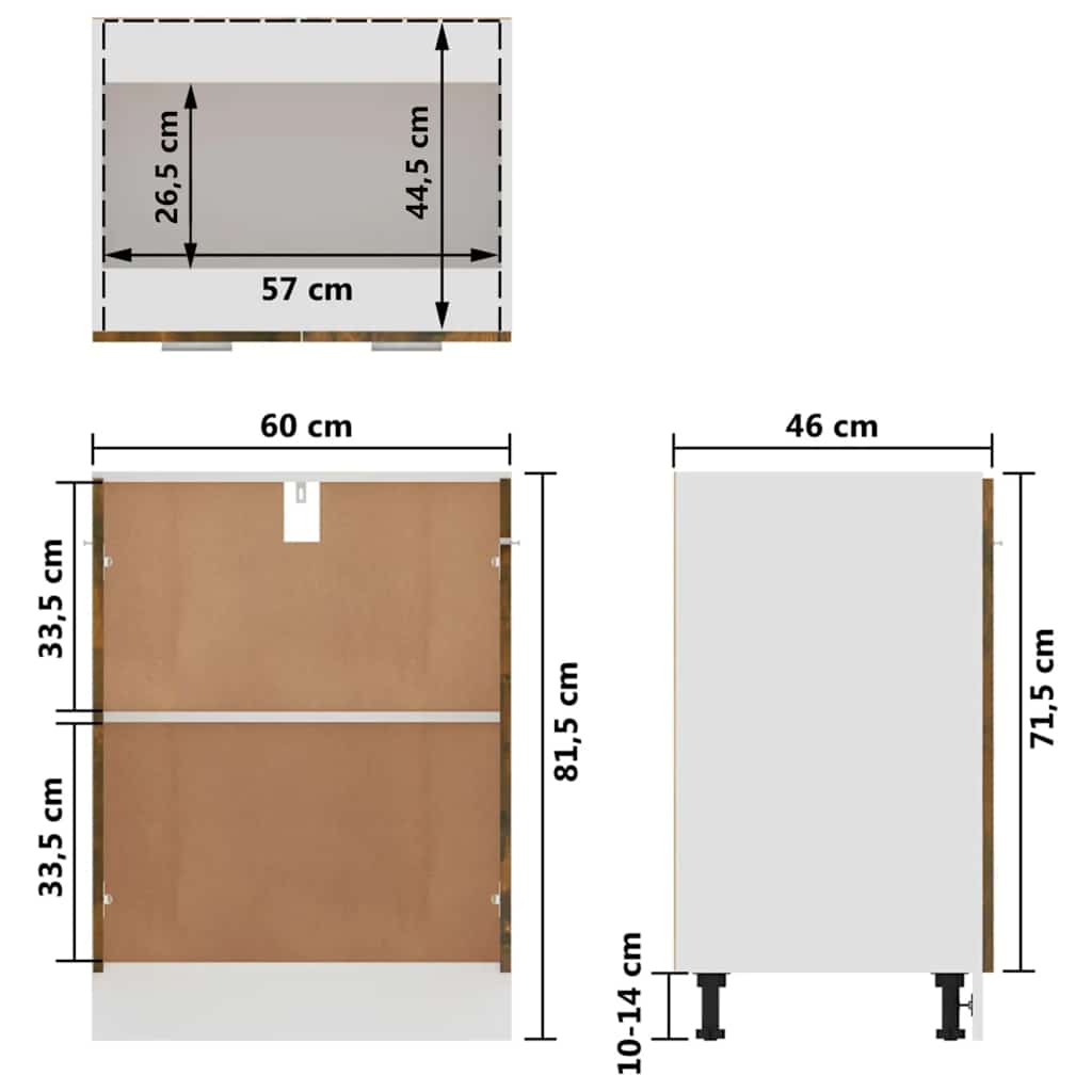 Mobiletto “Lyon” Rovere Fumo 60x46x81,5 cm